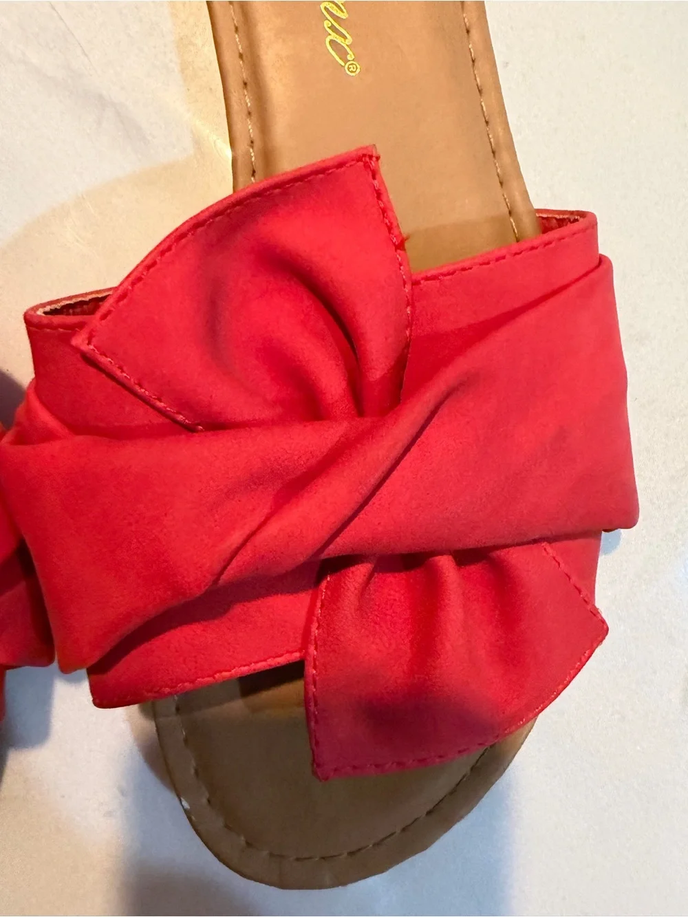 Jynx Red Bow Knot Slide Sandals